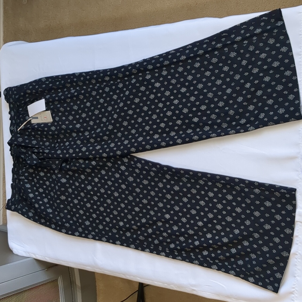 Jolt Linen Blend Pull On Elastic Waist Front Tie Wide Leg Pants Sz XL